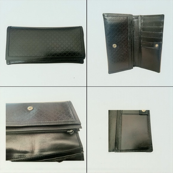 Gucci Black Slim Long Leather Wallet - Picture 1 of 13